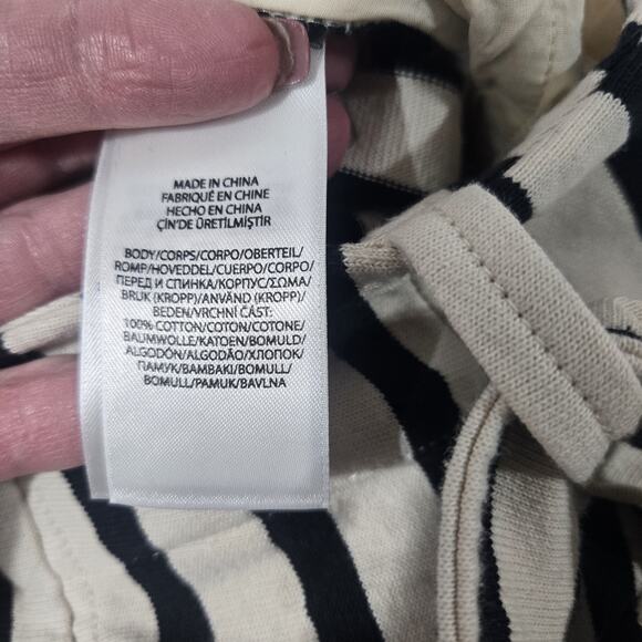 Polo Ralph Lauren Striped Black Cream High Rise Cotton Pants Size 4 Belt Pockets - Picture 5 of 9